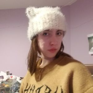 Fuzzy Grey Crocheted Cat Ear Beanie and Scarf Set